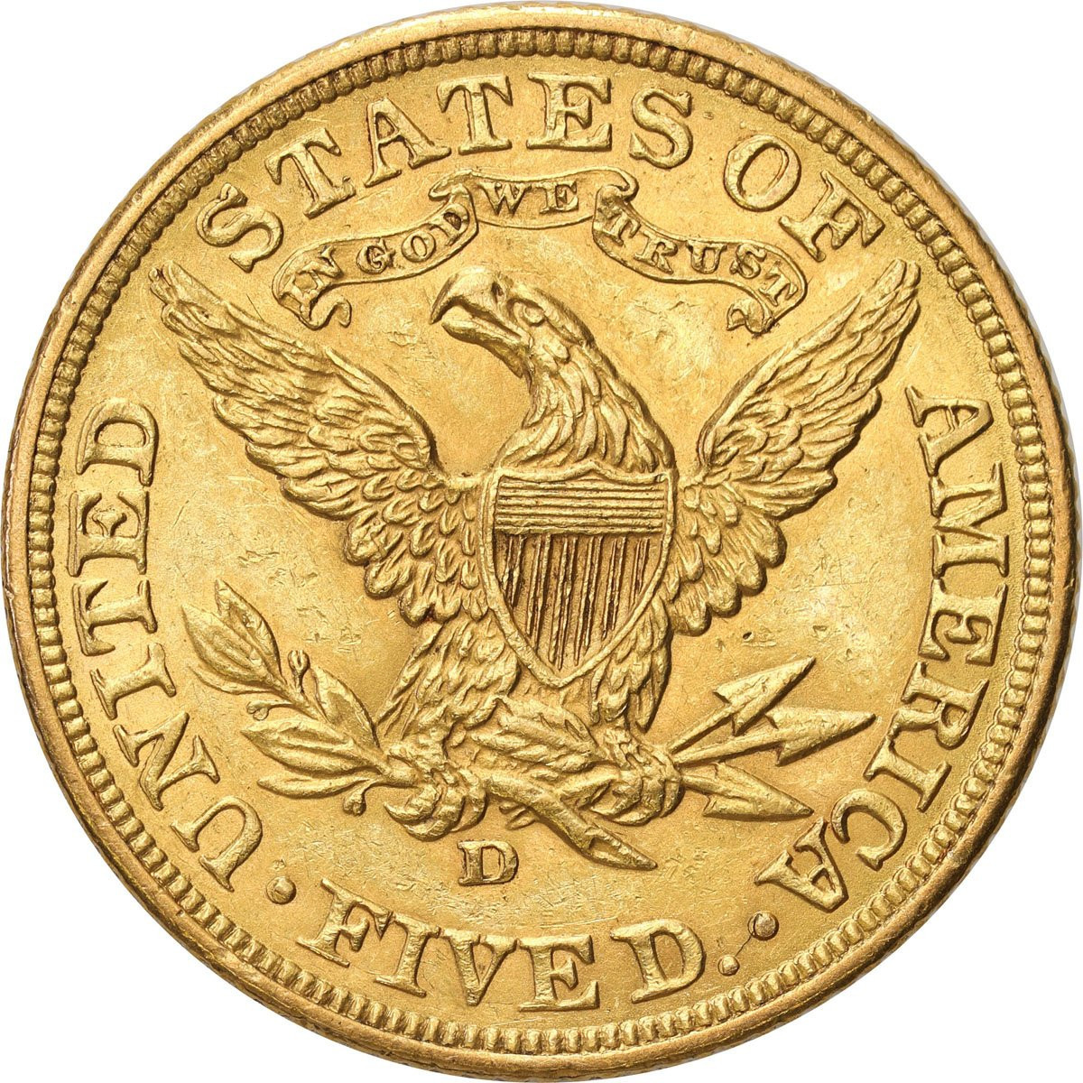 USA 5 dolarów 1907 D Denver Liberty